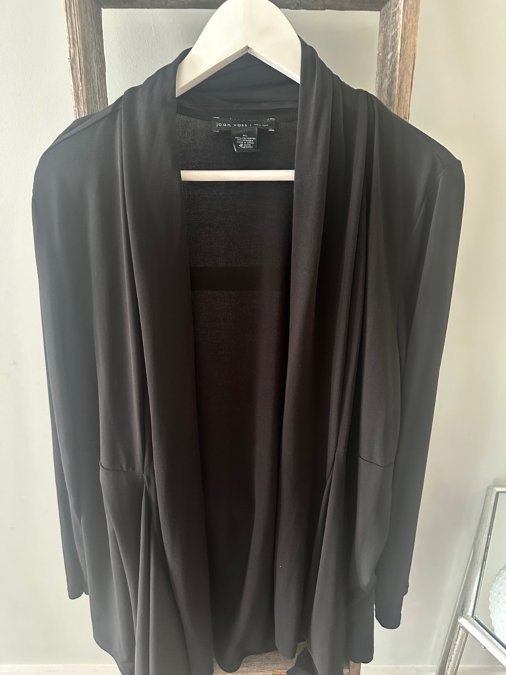 Joan Vass Black Draped Open-Front Jacket